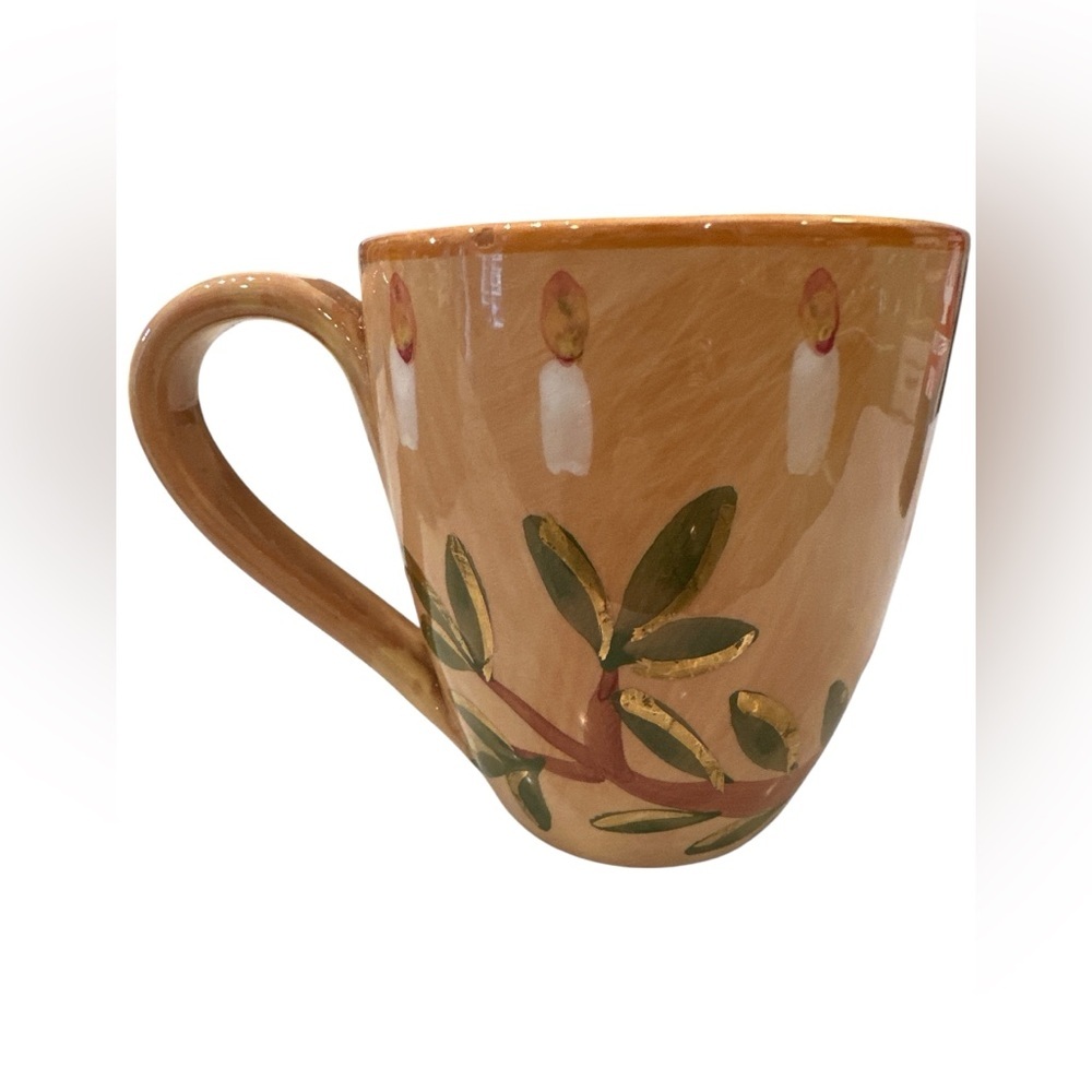 Starbucks Hanukkah Holiday Star Candle Coffee Mug HAND PAINTED in ITALY EUC